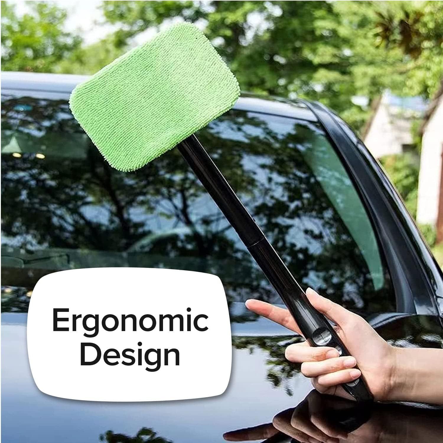 Car Windshield Rotating Defogger Cleaner Brush with 2 Washable Microfibre Pads view 6