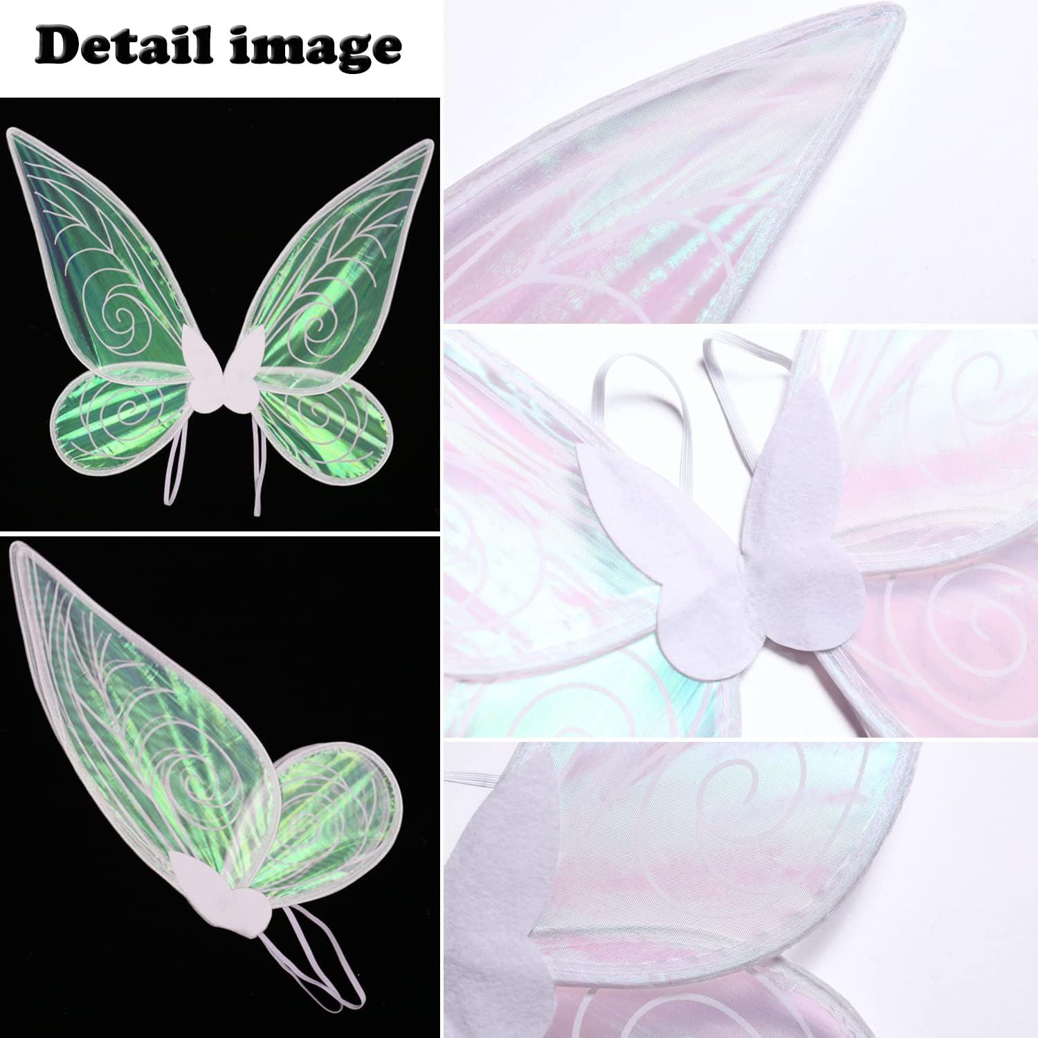 Purple Fairy Shimmering Butterfly Wings Costume with Elastic Shoulder Strap view 2