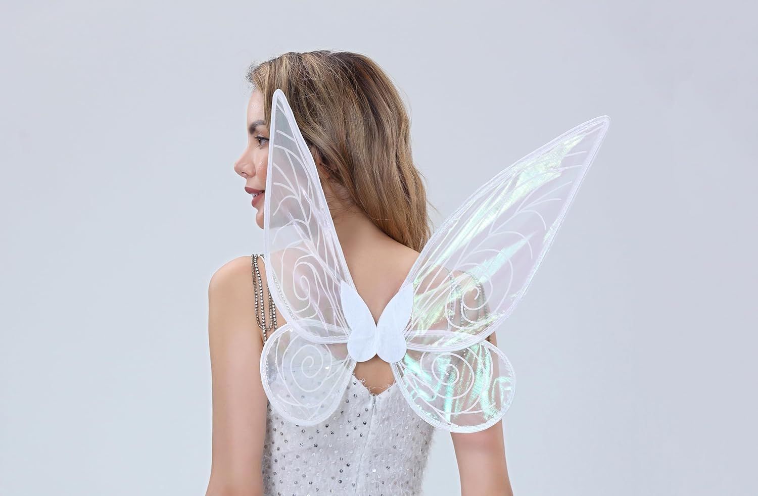 Purple Fairy Shimmering Butterfly Wings Costume with Elastic Shoulder Strap view 5