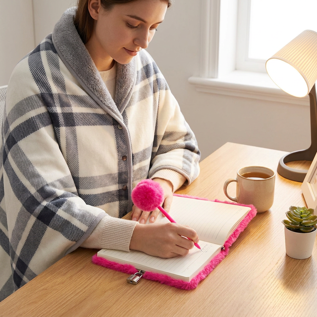 Warm Cozy Study and Office Corner Set with Wearable Dual Layer Fleece Shawl view 2