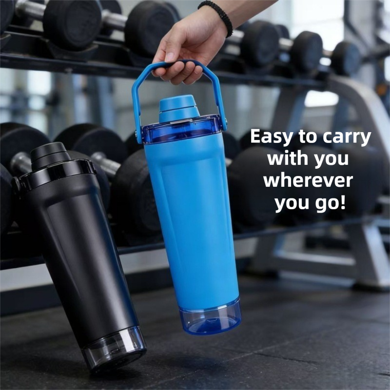 Grey Sports Nutritional Drinkware Set with 16oz Stainless Steel Protein Shaker view 7