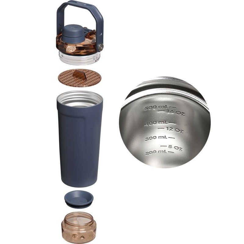 White Sports Nutritional Drinkware Set with 16oz Stainless Steel Protein view 2