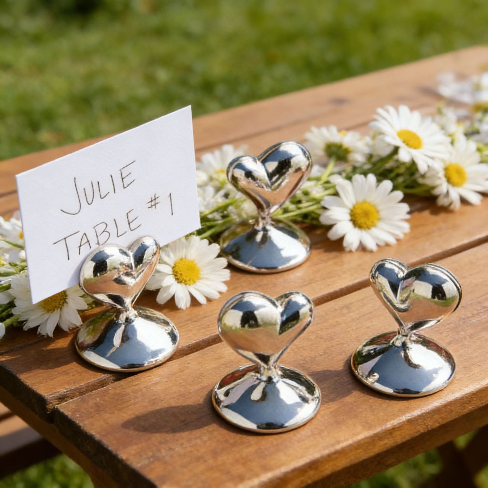 10-Pack Silver Plated Alloy Place Card Holders with LOVE Designs view 3