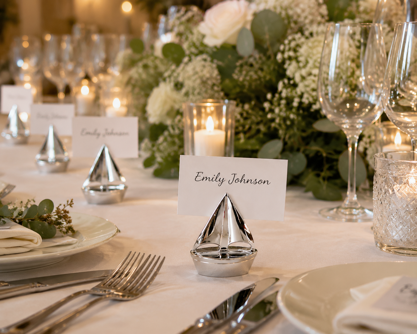 10-Pack Silver Plated Alloy Place Card Holders with LOVE Designs view 4