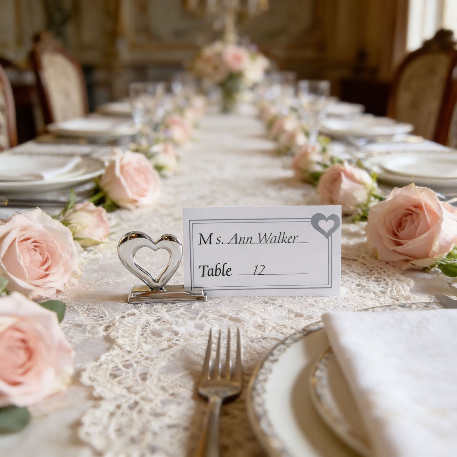 10-Pack Silver Plated Alloy Place Card Holders with Soild Heart Designs view 3