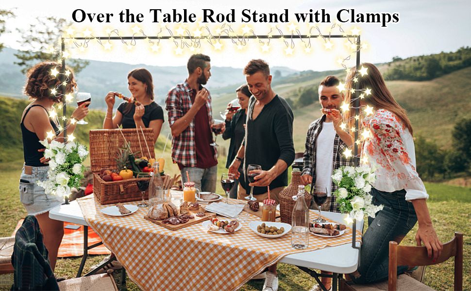 Black Iron Over Table Arch Display Stand with Fixed Clamps and Buckles for view 5