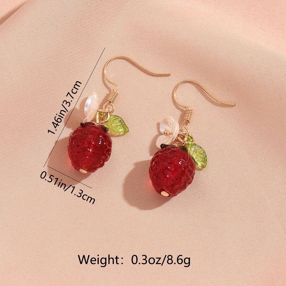 Cute Crystal Strawberry Pendant Jewelry Set for Women with Flower Berries view 3