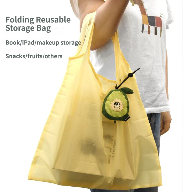 Portable Cute Avocado Corduroy Storage Pouch with Zipper and Hidden Folding view 4