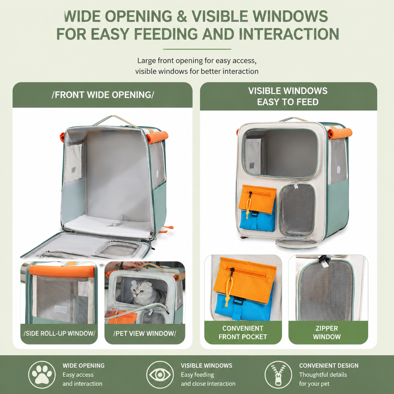 Orange and Grey Large Space Pet Carrier Trolley – Foldable Cat Carrier view 3