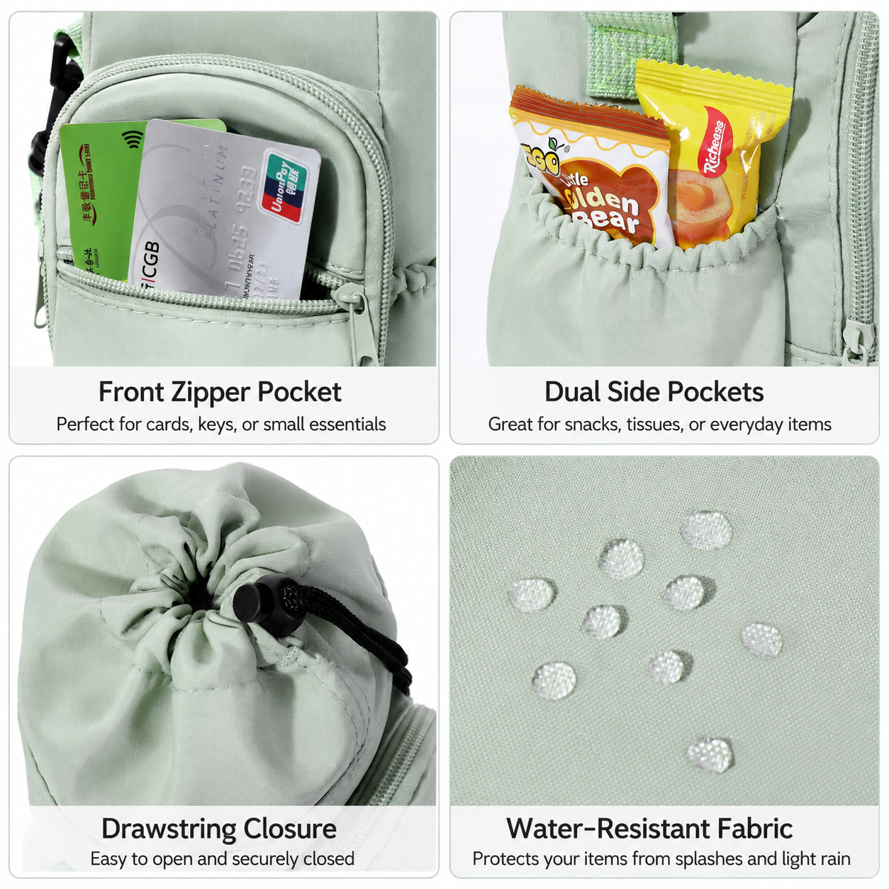 2-Pack Green Muti-Pockets Insulated Water Bottle Holder and Adjustable Phone view 5
