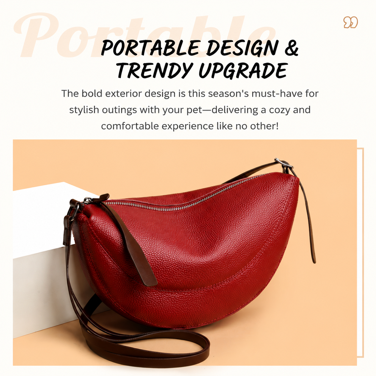 Red Stylish Genuine Leather Crescent Shape Shoulder Bag for Women – Compact view 5