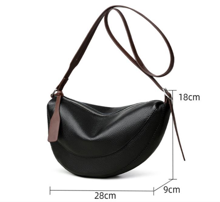 Red Stylish Genuine Leather Crescent Shape Shoulder Bag for Women – Compact view 6