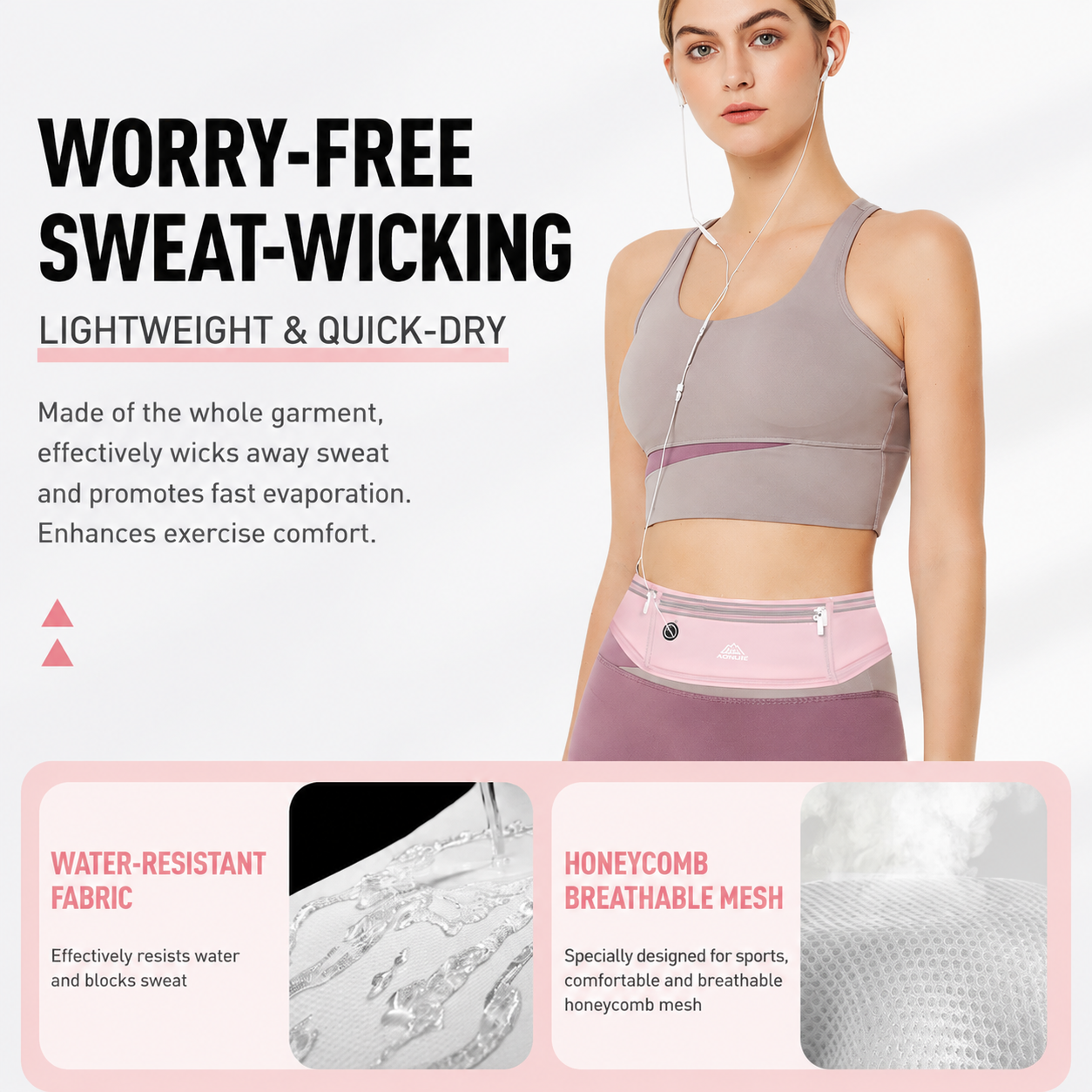 Purple Breathable & Waterproof Lycra Running Waist Bag for Kettle & 7.5" Phone view 3