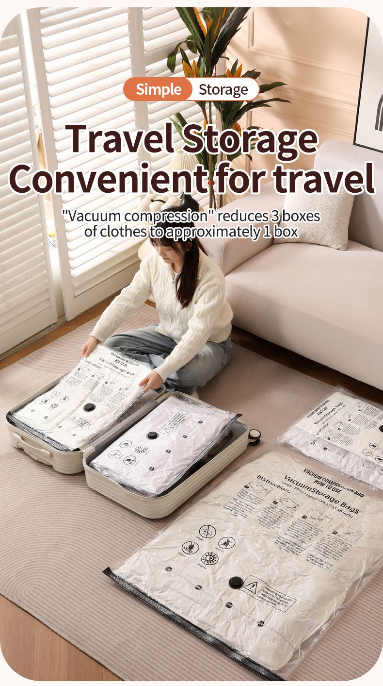 9-Piece Vacuum Storage Bags Set with USB Electric Pump – Thickened PA+PE Space view 9
