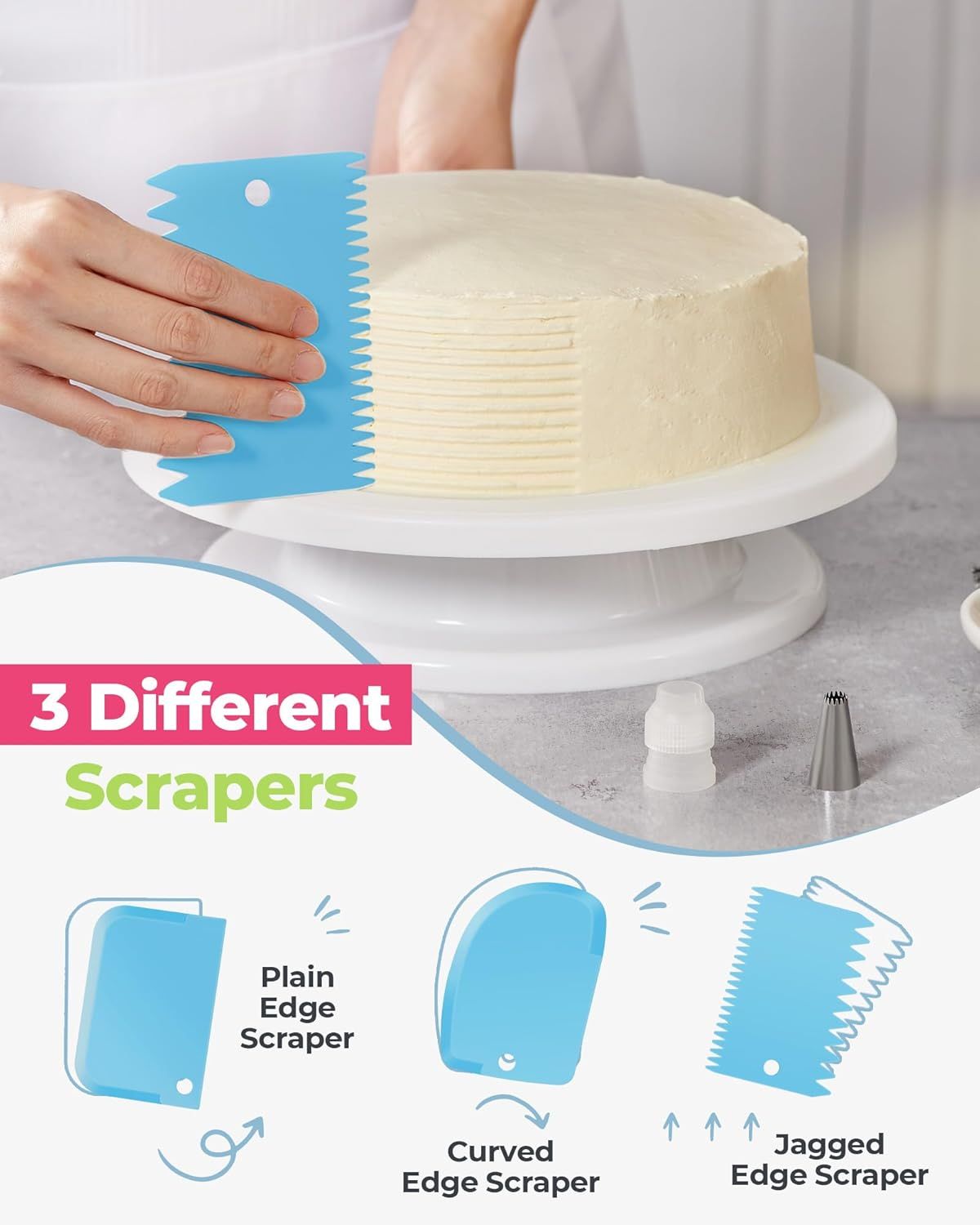 32-Piece Blue Cake Decorating Kit with 24 Numbered Icing Piping Tips view 3