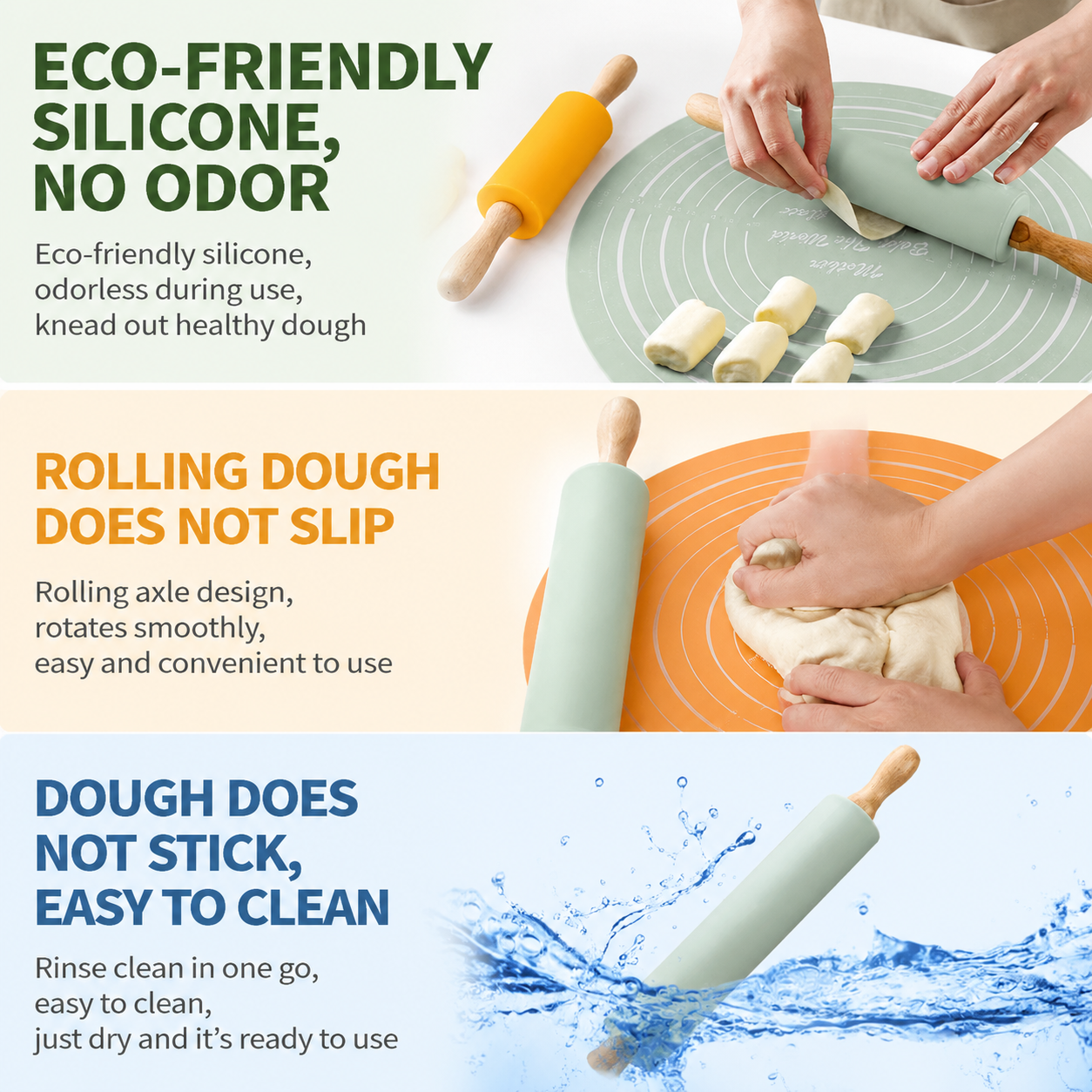 Blue Bread Baking Tool Set with Silicone Dough Mat + Rolling Pin view 2