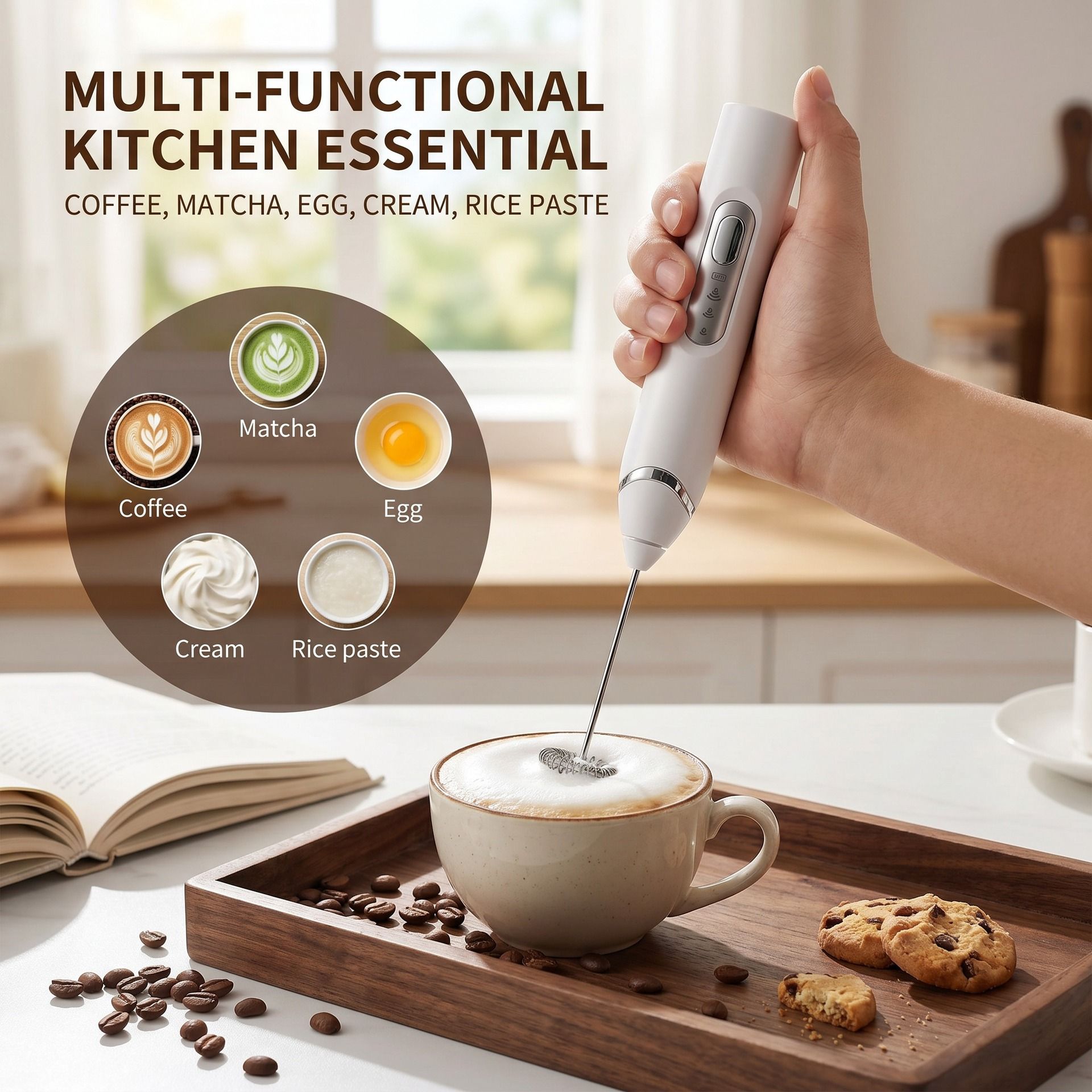 J-17 Black Wireless Handheld Electric Milk Frother view 2