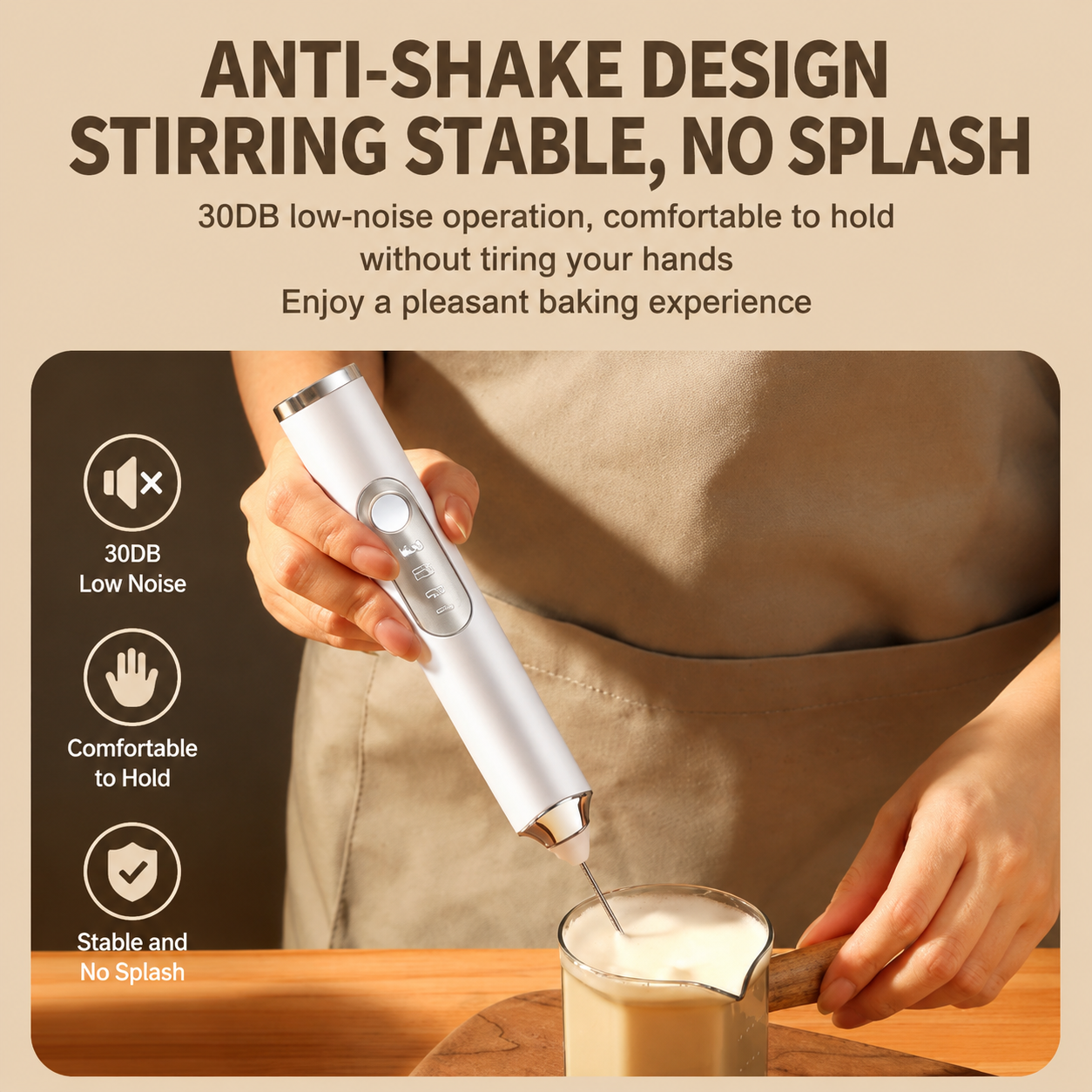 J-3 White Wireless Handheld Electric Milk Frother view 5