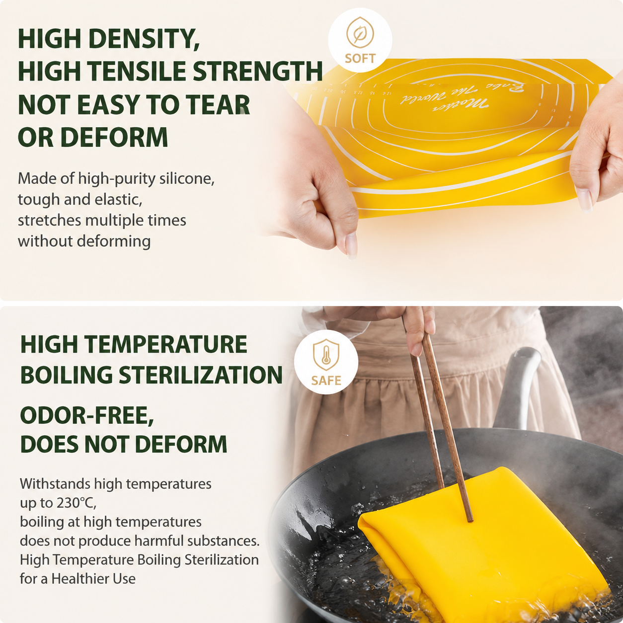 2PCS Orange Nonstick Silicone Dough Mat and Rolling Pin - Non Slip Baking view 3