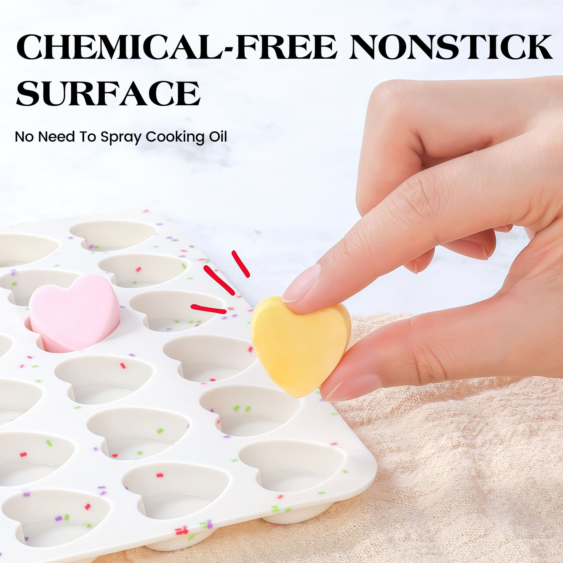 12 Cavity & 48 Cavity Heart Shaped Silicone Nonstick Easy Release Baking Molds view 2