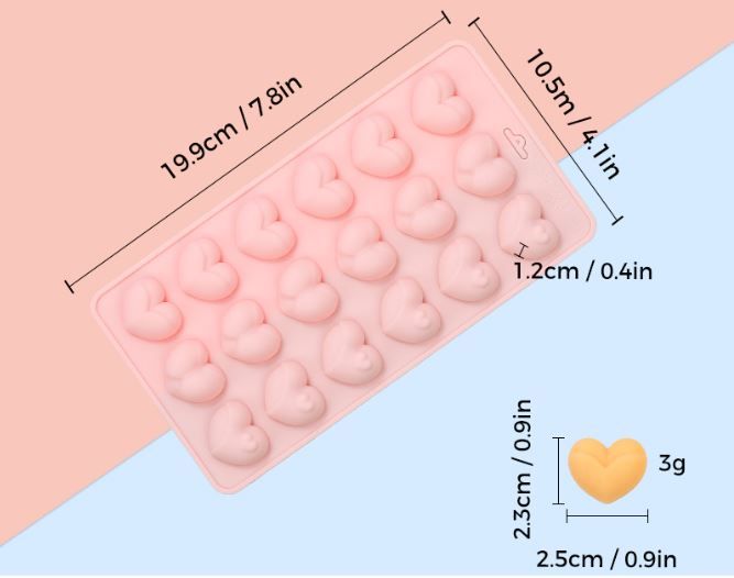 2-Pack Green 18 Cavity Heart Chocolate Flexible Silicone Nonstick Mould with 3 view 5