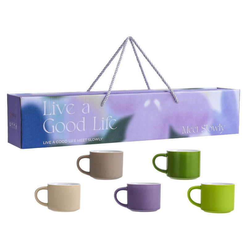 5-piece "Colorful One-Shot Mug" Ceramic Mug Set – Nordic color scheme