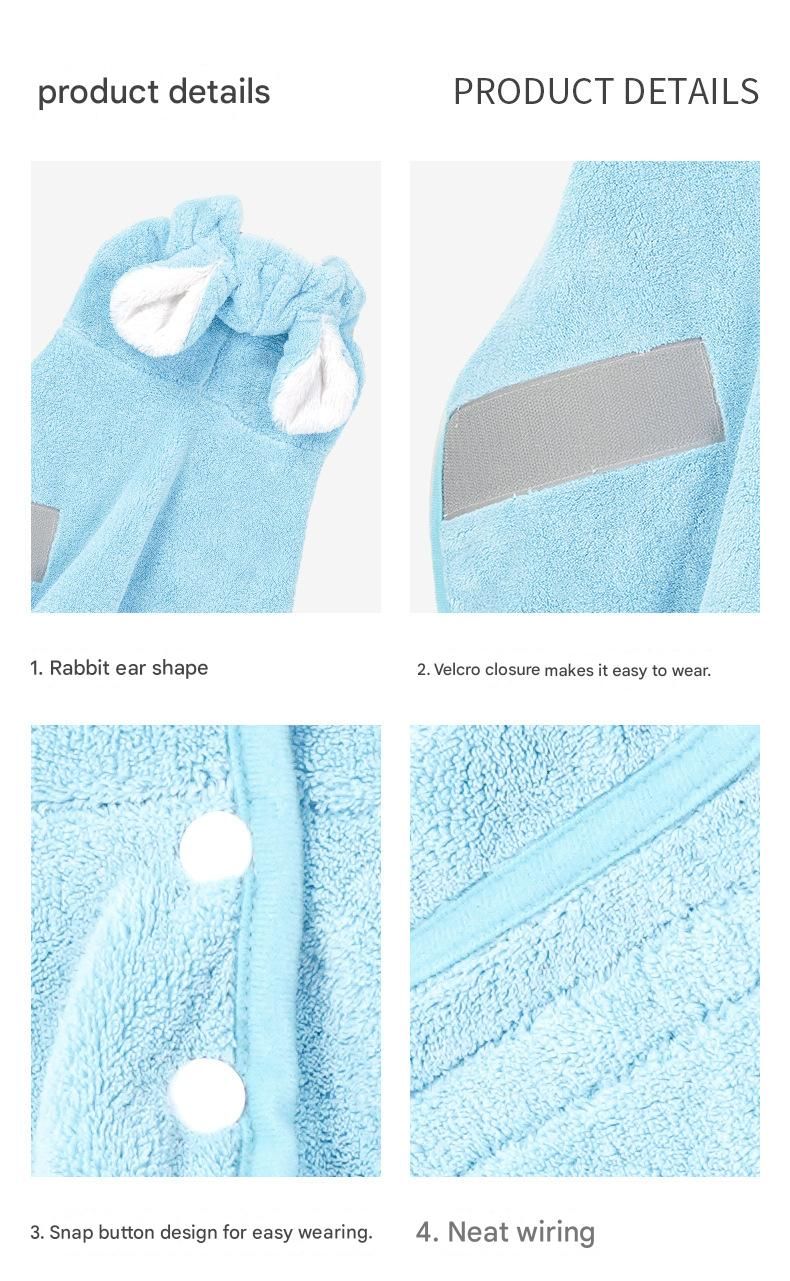 Blue XL size Pet Drying Robe with Hood - Quick Dry Coral Fleece Towel for Dogs view 9