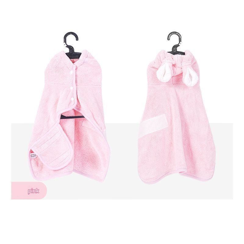 Pink XL size Pet Drying Robe with Hood - Quick Dry Coral Fleece Towel for Dogs — image 1