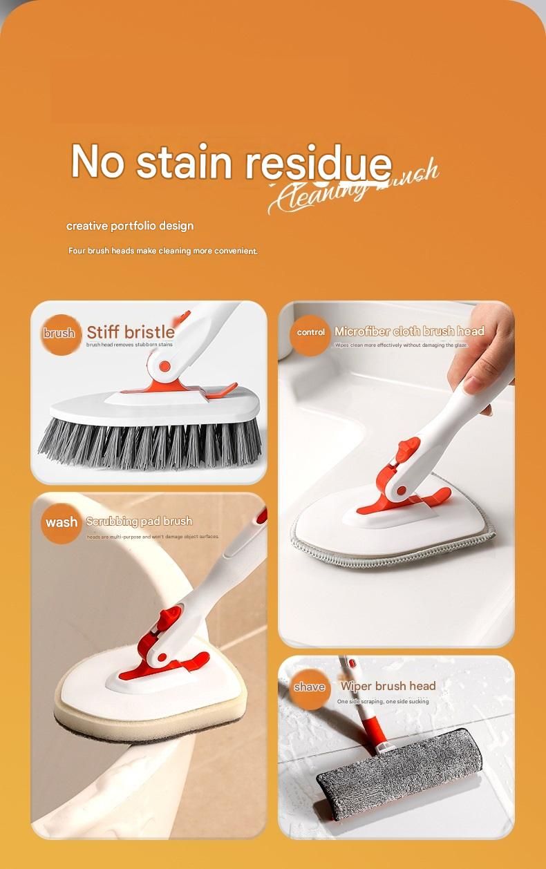 5-piece(Three-section pole+stiff brush+ base plate+fiber cloth+scouring pad) view 5