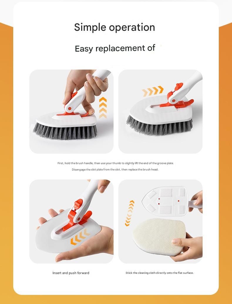 5-piece(Three-section pole+stiff brush+ base plate+fiber cloth+scouring pad) view 12