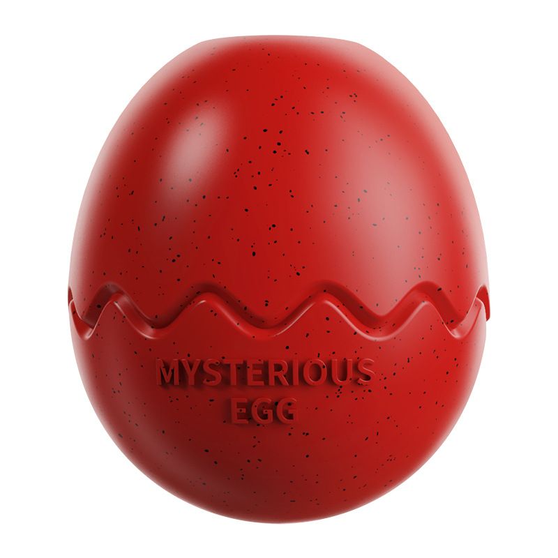 Red Dinosaur Egg Shaped Dog Slow Feeder Toy - Durable TPR Interactive Treat