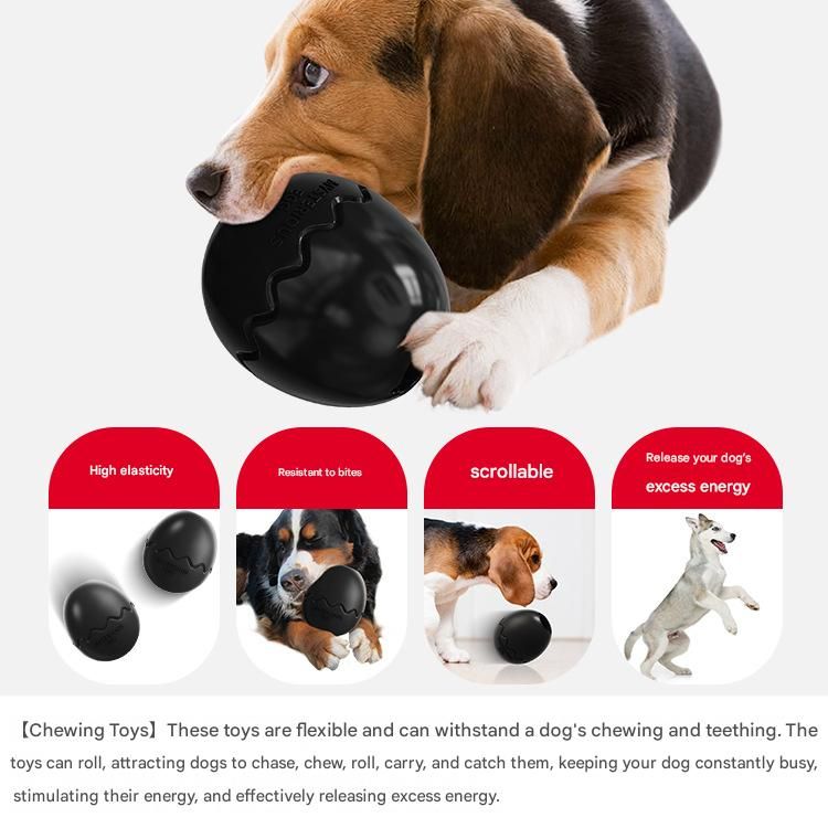 Black Dinosaur Egg Shaped Dog Slow Feeder Toy - Durable TPR Interactive Treat view 5