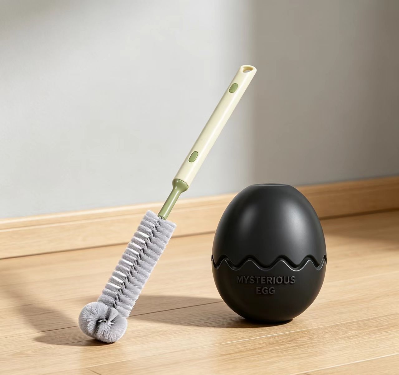 2-piece Black Dinosaur Egg Dog Slow Feeder Toy Set with Cleaning Brush - TPR