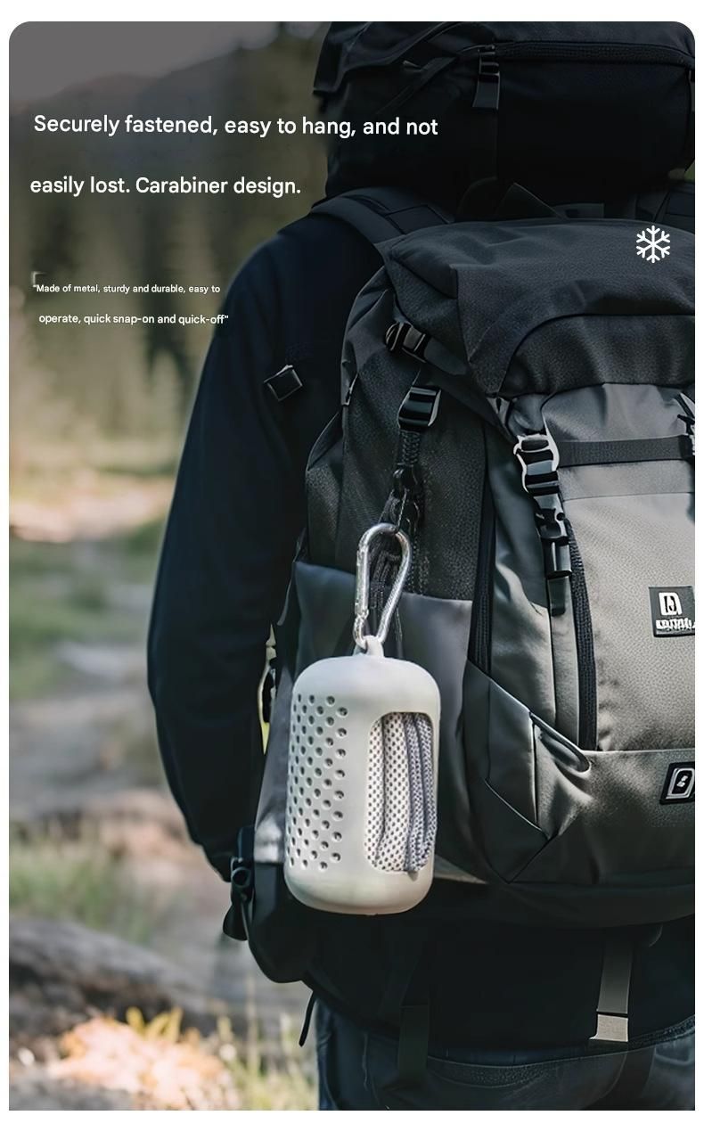 Sky blue Cooling Towel with Silicone Case - Quick Dry Ice Towel for Sports view 4