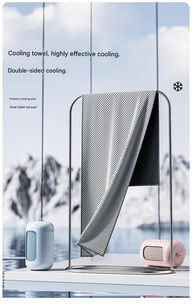 Black Cooling Towel with Silicone Case - Quick Dry Ice Towel for Sports view 2