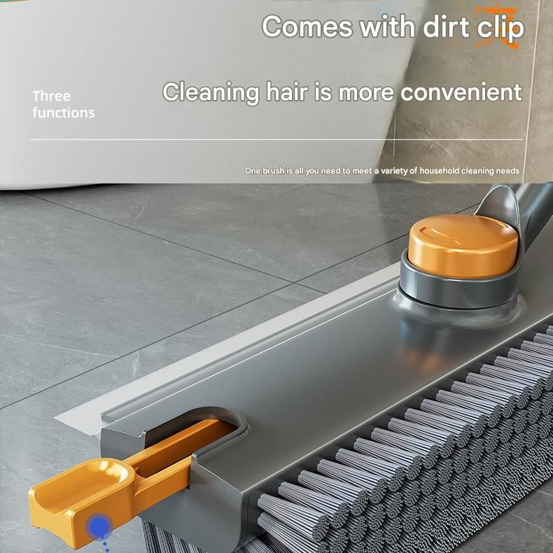 Grey Floor Scrub Brush with V-Shaped Bristles - 360 Degree Rotating Long view 9
