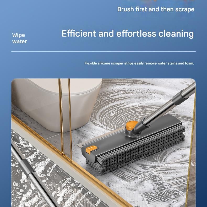 Grey Floor Scrub Brush with V-Shaped Bristles - 360 Degree Rotating Long view 10