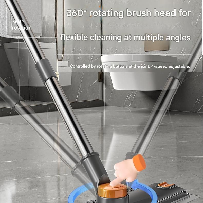 2-piece Grey V-Shaped Floor Scrub Brush and Suction Mop Holder Set - 360 view 4