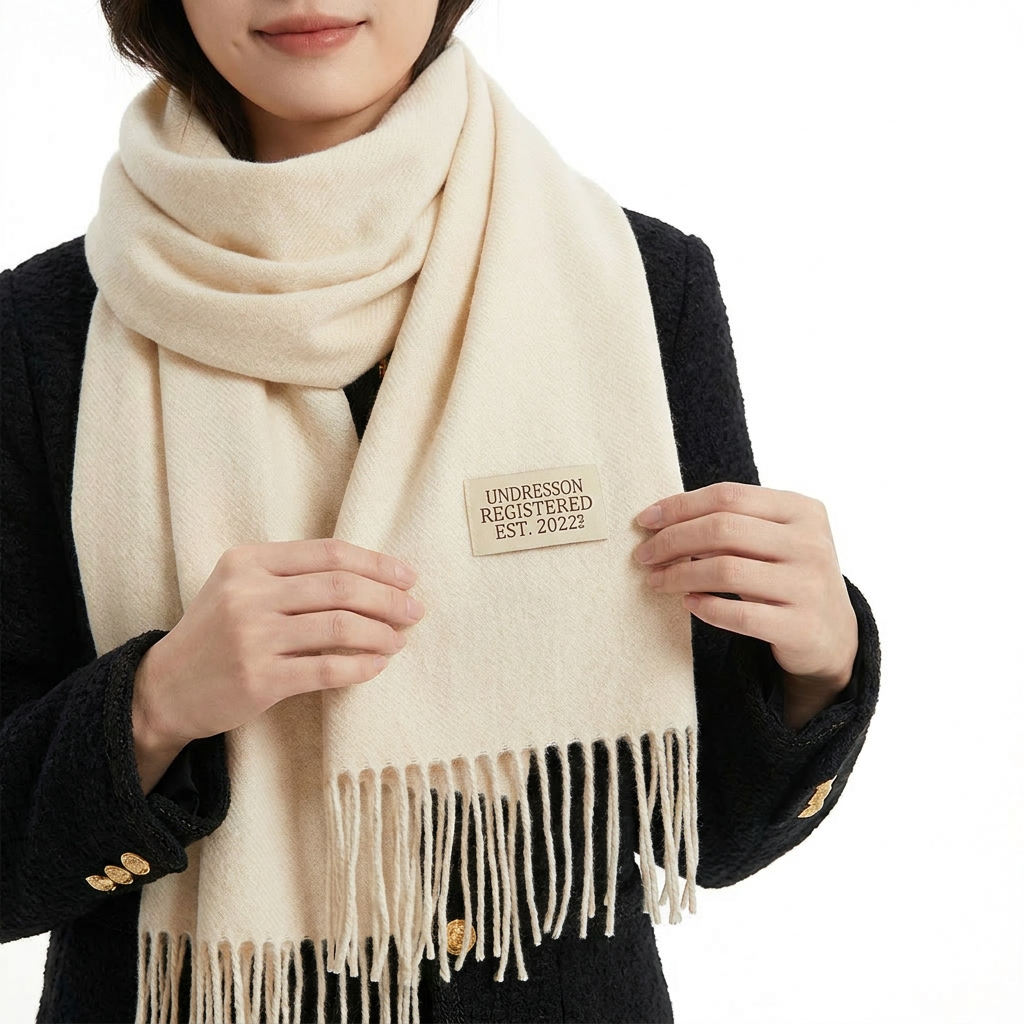 Beige Double-Sided Reversible Imitation Cashmere Scarf for Women - Soft Warm view 5