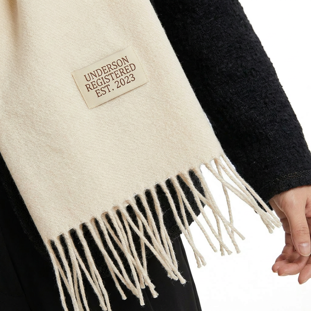 Beige Double-Sided Reversible Imitation Cashmere Scarf for Women - Soft Warm view 6