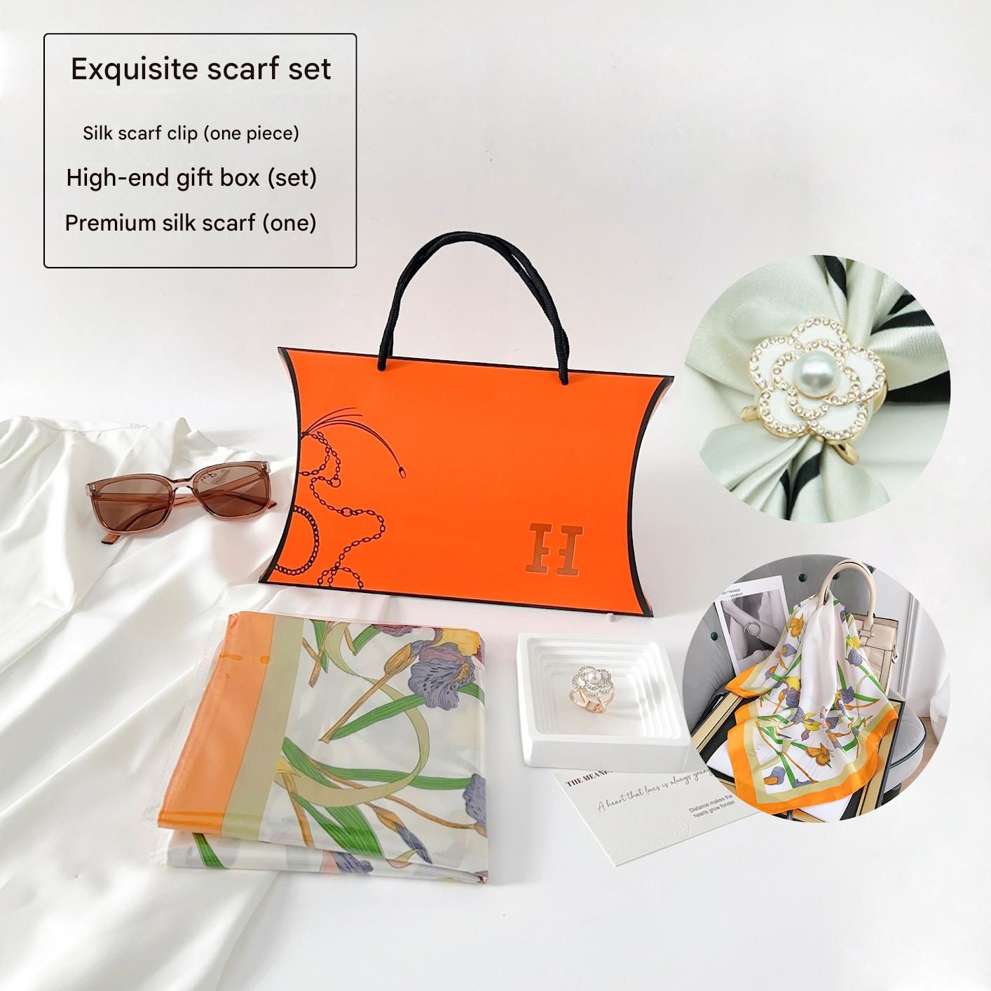 Butterfly and Flower Styles Korean Design 70x70cm Imitation Silk Scarf Gift