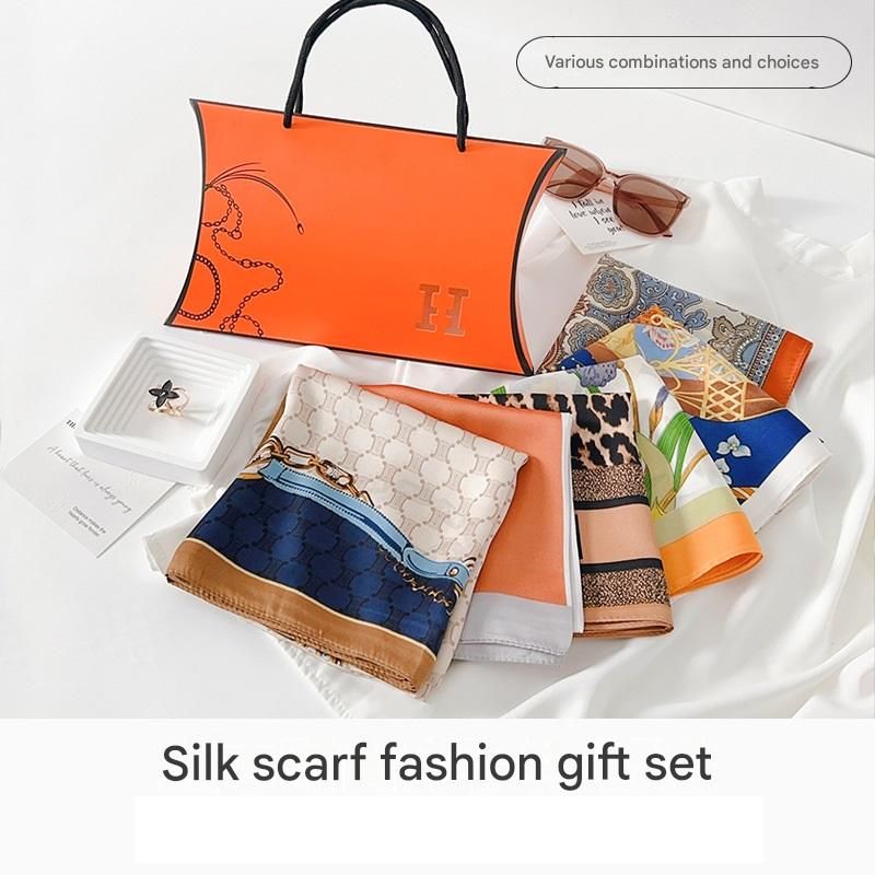 Butterfly and Flower Styles Korean Design 70x70cm Imitation Silk Scarf Gift view 3