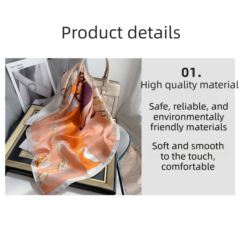 Butterfly and Flower Styles Korean Design 70x70cm Imitation Silk Scarf Gift view 5