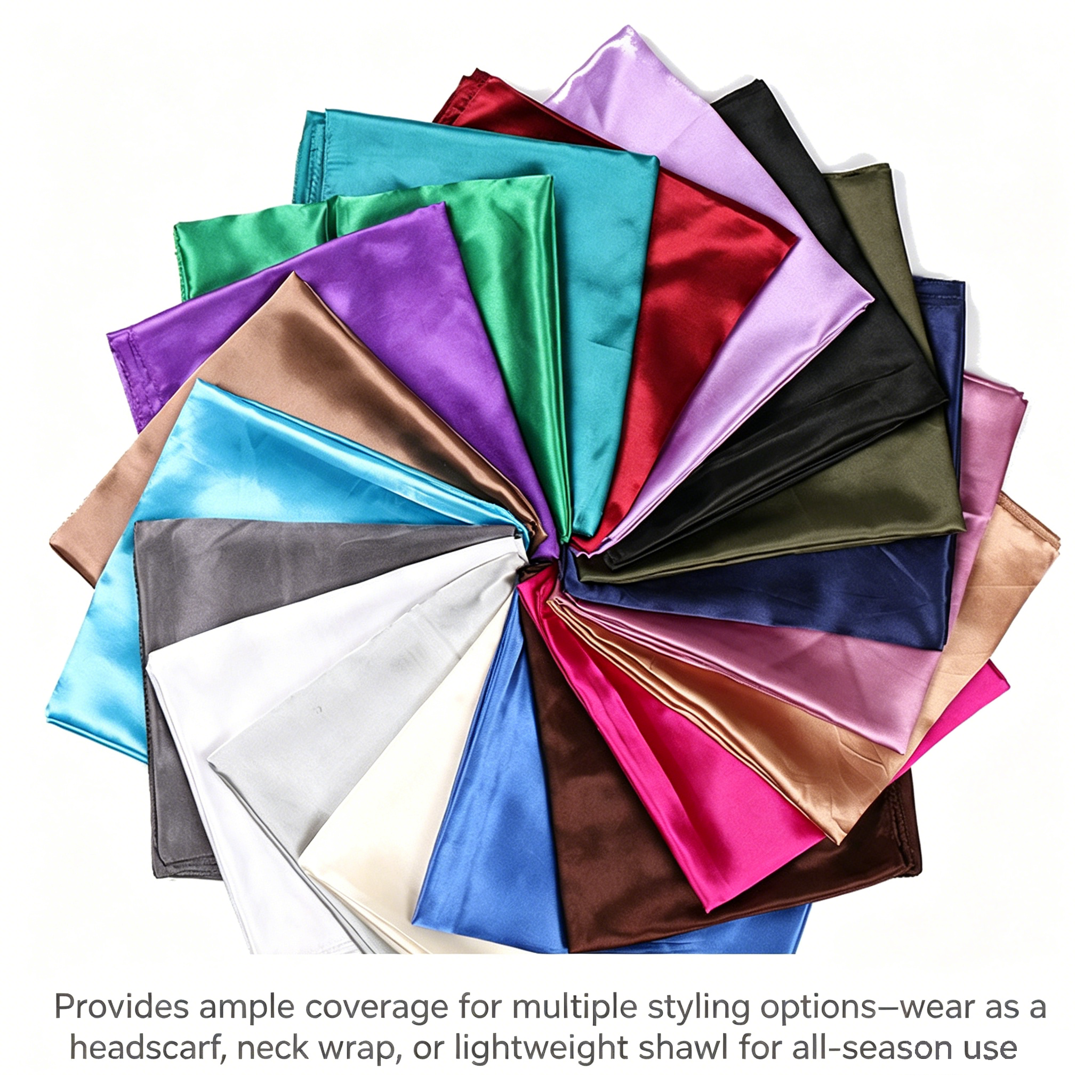 90x90cm Brown Solid Color Satin Square Scarf for Women - Imitation Silk view 3