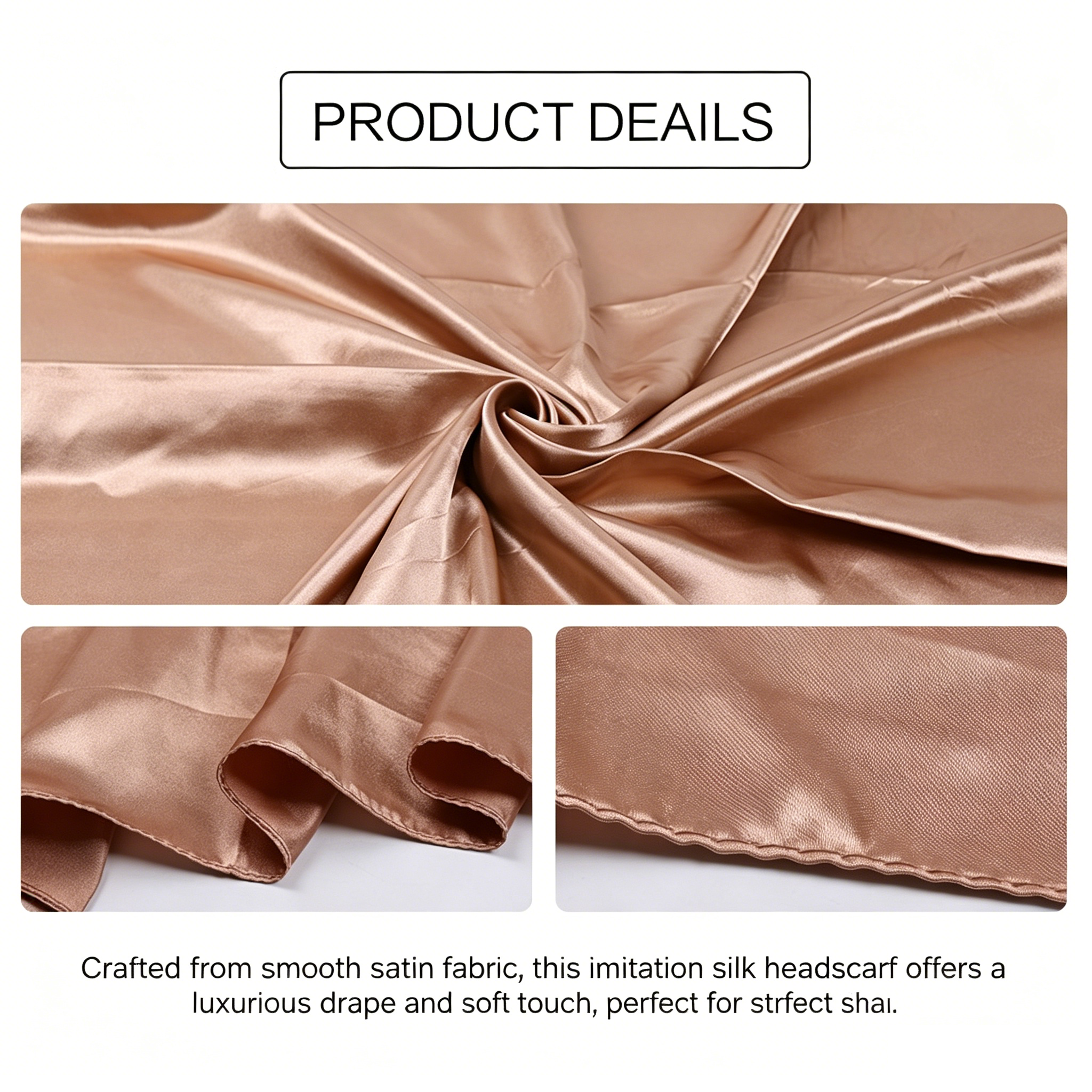 90x90cm Navy blue Solid Color Satin Square Scarf for Women - Imitation Silk view 2