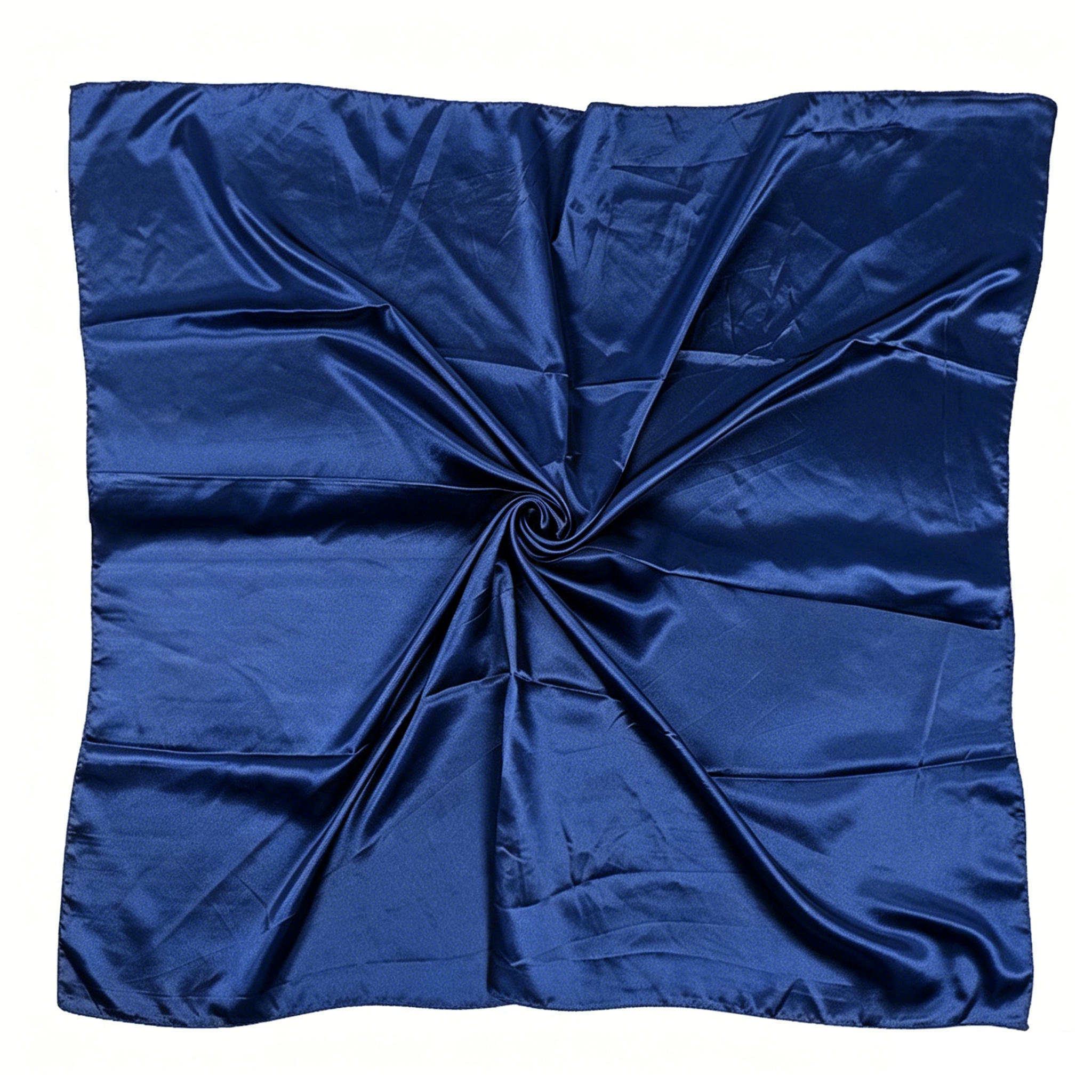 90x90cm Navy blue Solid Color Satin Square Scarf for Women - Imitation Silk view 6