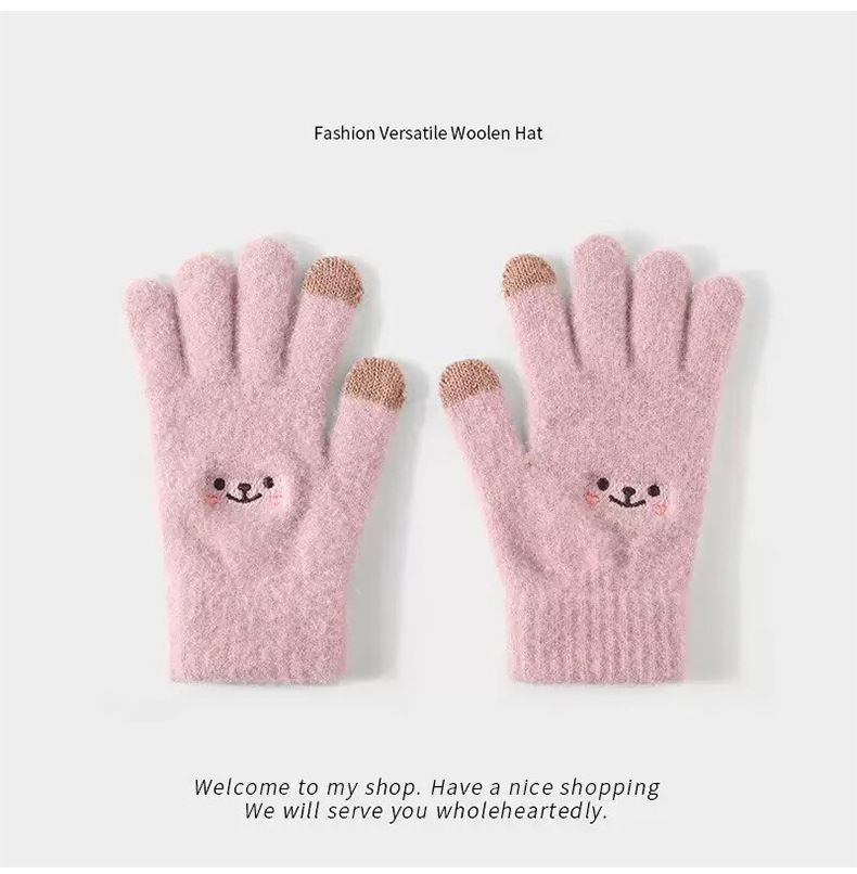 Pink Winter Cashmere-Like Scarf and Gloves Gift Set for Women - Solid Color view 4