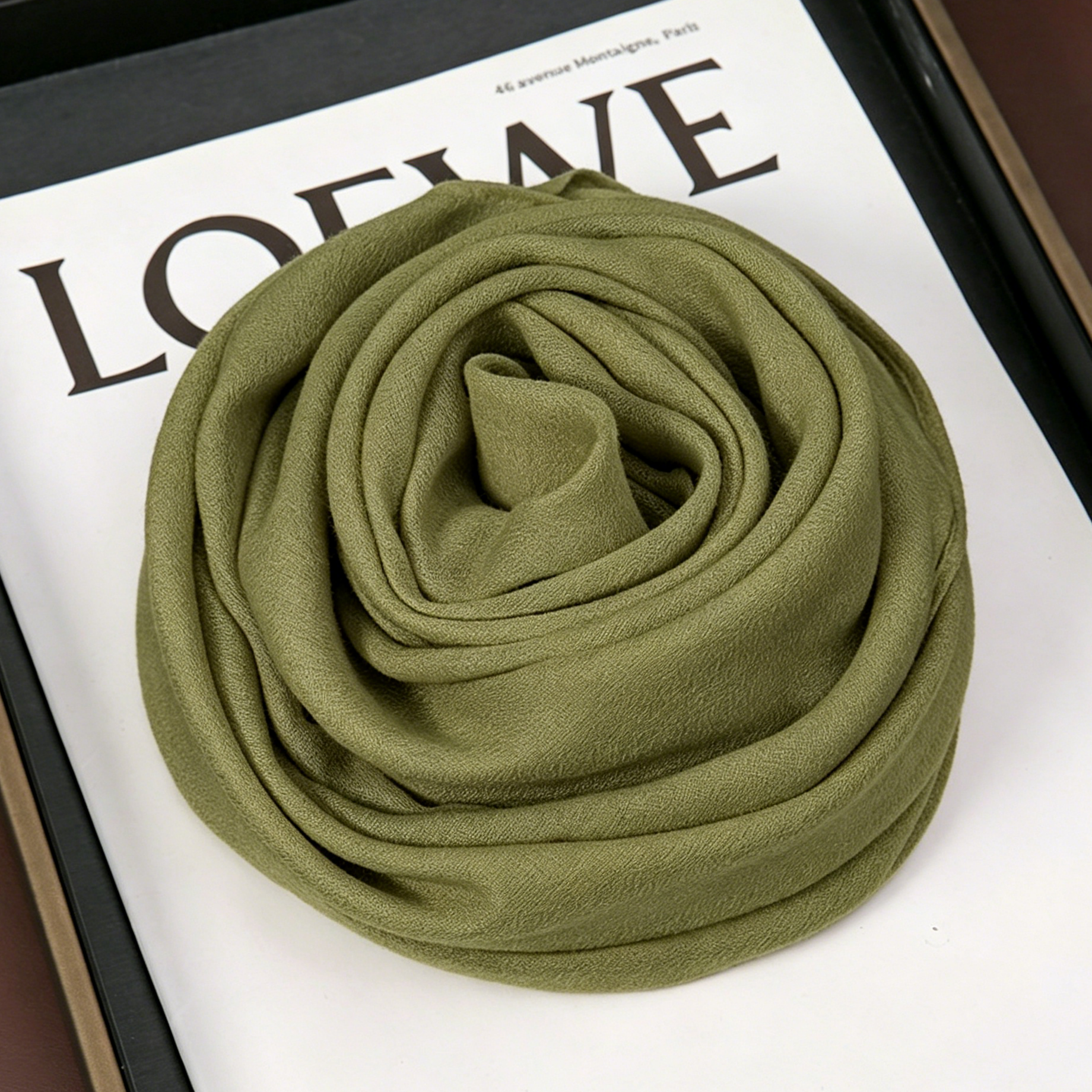 Green 90 x 90cm Women Solid Colour Square Scarf - Lightweight Polyester Head view 2