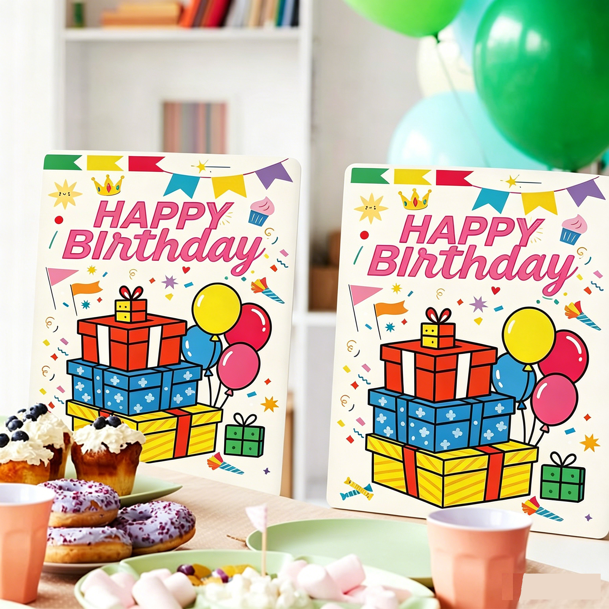 2 pcs Cartoon half chair covers birthday（Happy birthday*2） - Stretch Dining view 6