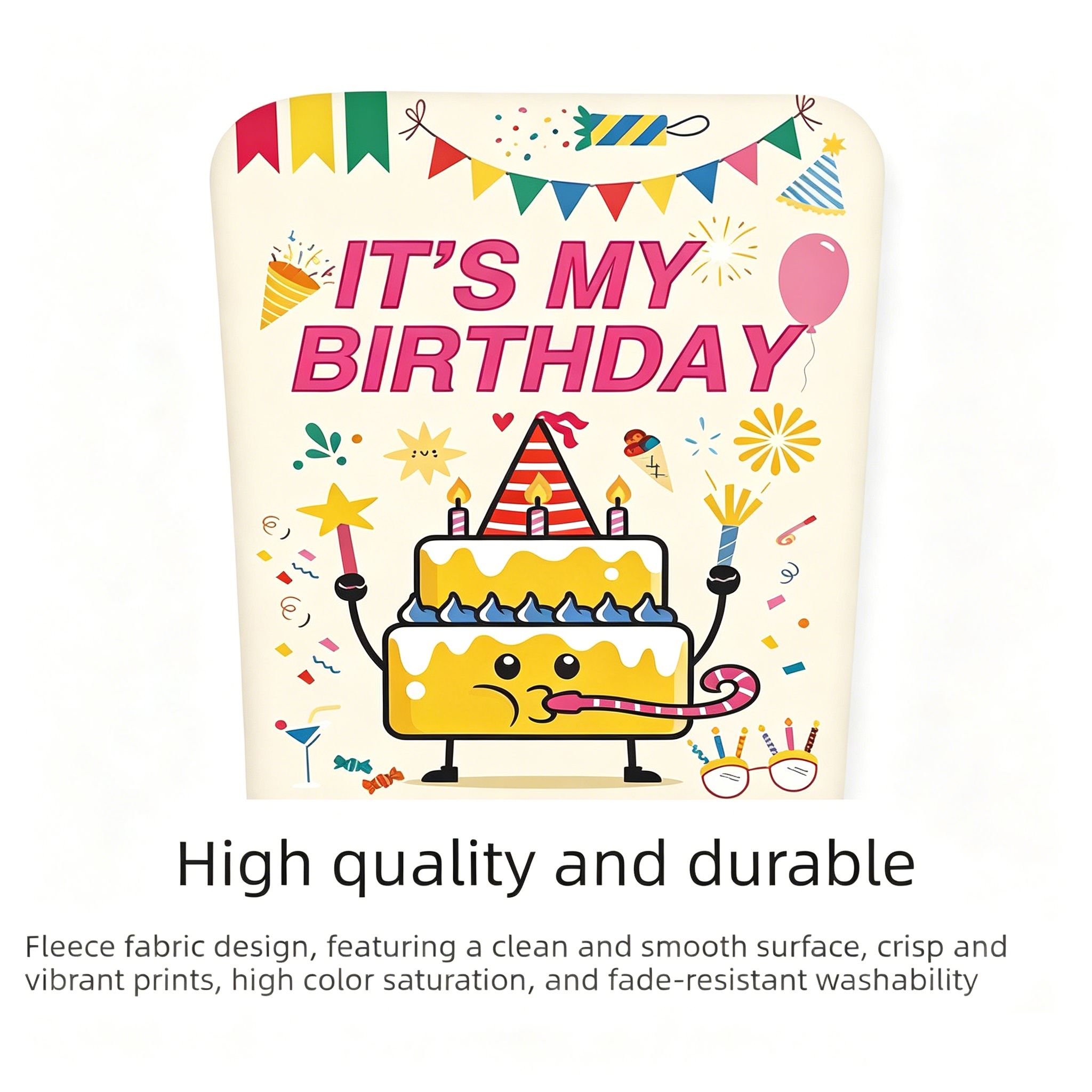 4 pcs Cartoon half chair covers birthday（Happy birthday*4） - Stretch Dining view 3